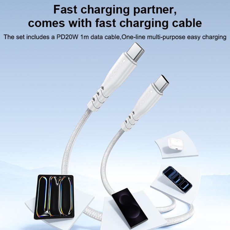 Conjunto de Carregador Yesido YC152 PD20W USB-C / Tipo-C e QC18W USB-A com Duas Portas com Cabo Tipo-C para Tipo-C, YC152