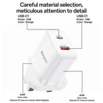 Conjunto de Carregador Yesido YC152 PD20W USB-C / Tipo-C e QC18W USB-A com Duas Portas com Cabo Tipo-C para Tipo-C, YC152