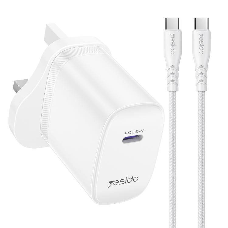 Conjunto de Carregador Rápido Yesido YC153 PD35W USB-C / Tipo-C com Porta Única com Cabo Tipo-C para Tipo-C, YC153