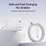 Conjunto de Carregador Rápido Yesido YC153 PD35W USB-C / Tipo-C com Porta Única com Cabo Tipo-C para Tipo-C, YC153
