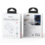 Conjunto de Carregador Rápido Yesido YC153 PD35W USB-C / Tipo-C com Porta Única com Cabo Tipo-C para Tipo-C, YC153