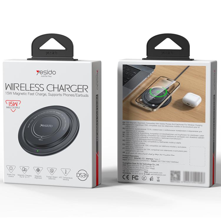 Carregador Sem Fios Magnético de Secretária Yesido DS39 15W, DS39