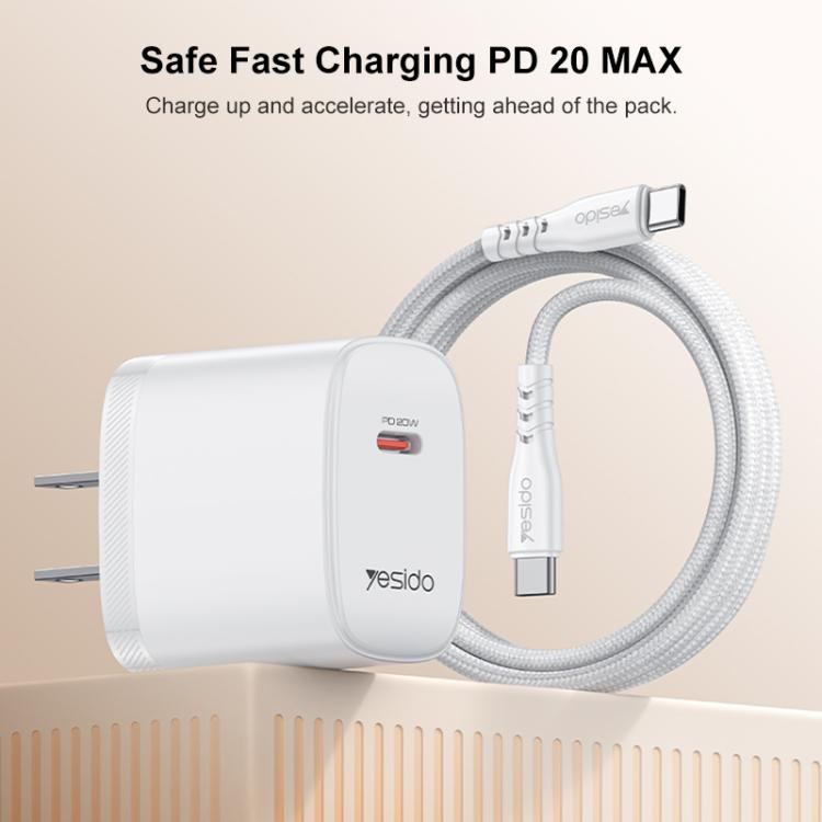 Yesido YC18U PD20W Type-C Charger Set with 1m Type-C to Type-C Data Cable, YC18U