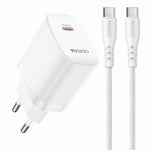 Yesido YC105 PD20W Carregador Type-C com Cabo de Dados Type-C para Type-C de 1m, YC105