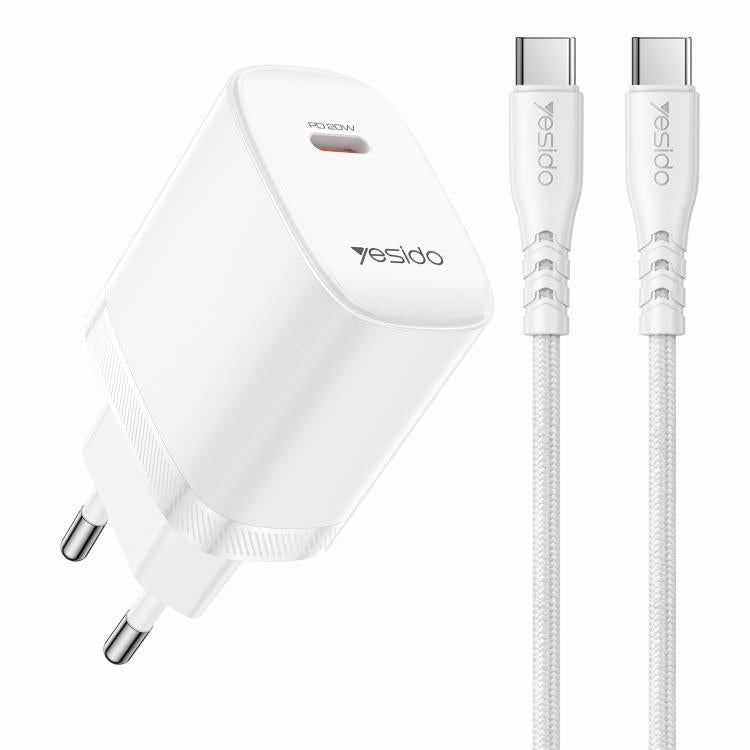 Yesido YC105 PD20W Carregador Type-C com Cabo de Dados Type-C para Type-C de 1m, YC105