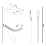 Yesido YC105 PD20W Carregador Type-C com Cabo de Dados Type-C para Type-C de 1m, YC105