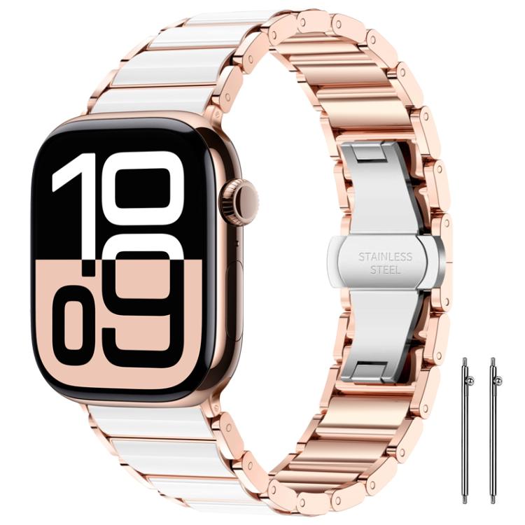 Correia de relógio em cerâmica e aço inoxidável xDfind, para Apple Watch 42 / 44 / 45 / 46 / 49mm, para Apple Watch 38 / 40 / 41 / S11 42mm