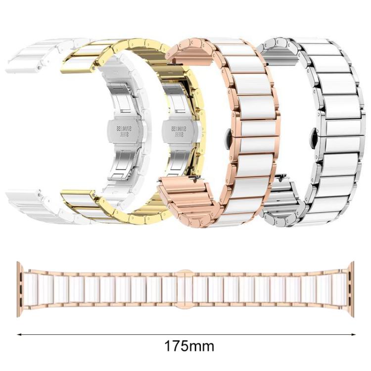 Correia de relógio em cerâmica e aço inoxidável xDfind, para Apple Watch 42 / 44 / 45 / 46 / 49mm, para Apple Watch 38 / 40 / 41 / S11 42mm