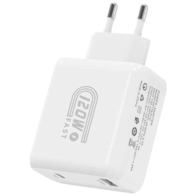 HX119 Carregador Rápido USB e Type-C com Dupla Interface de 120W, Ficha EU, Ficha UK, Ficha US