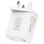 HX119 Carregador Rápido USB e Type-C com Dupla Interface de 120W, Ficha EU, Ficha UK, Ficha US