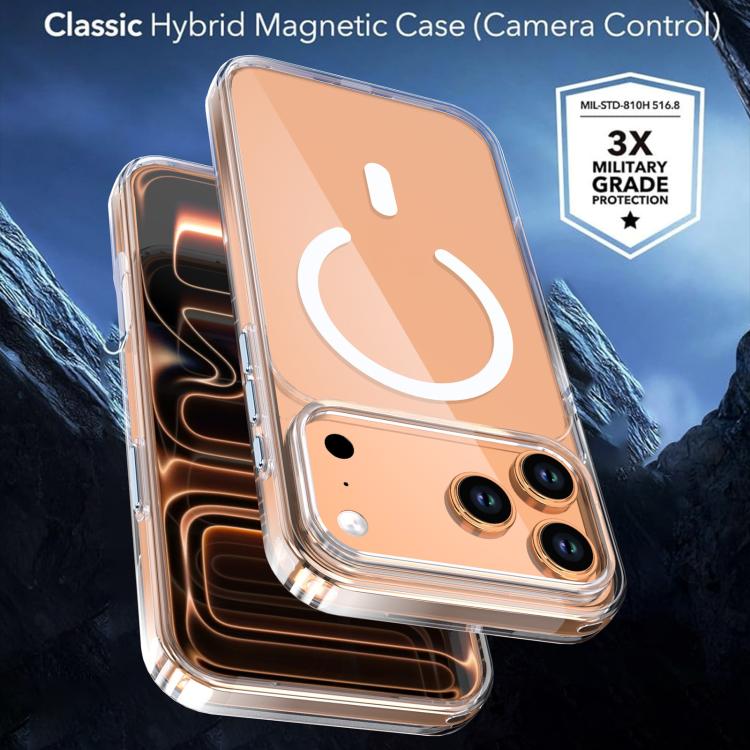 Crystal Transparent Magnetic Phone Case, For iPhone 18 Pro / 17 Pro, For iPhone 18 Pro Max / 17 Pro Max