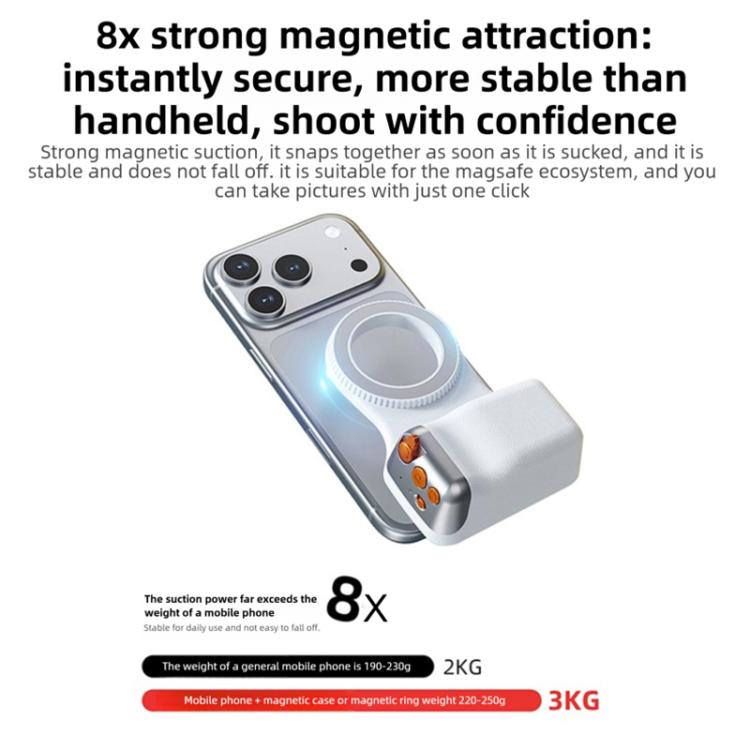 Suporte magnético para smartphone para fotografia, pega de mão, suporte para telemóvel com luz de preenchimento, pega única