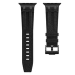 Correia de relógio em pele vegana com costura de ganga, para Apple Watch 46mm / 49mm / 45mm / 44mm