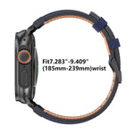 Correia de relógio em pele vegana com costura de ganga, para Apple Watch 46mm / 49mm / 45mm / 44mm