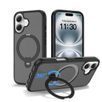 Capa de telemóvel magnética com suporte giratório 360 e airbag anti-impactos, para iPhone 16e / 17e, para iPhone 17 Pro Max, para iPhone 17 Pro, para iPhone 17, para iPhone Air, para iPhone 16 Pro Max, para iPhone 16