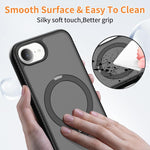 Capa de telemóvel magnética com suporte giratório 360 e airbag anti-impactos, para iPhone 16e / 17e, para iPhone 17 Pro Max, para iPhone 17 Pro, para iPhone 17, para iPhone Air, para iPhone 16 Pro Max, para iPhone 16