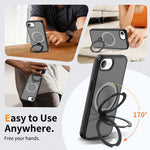Capa de telemóvel magnética com suporte giratório 360 e airbag anti-impactos, para iPhone 16e / 17e, para iPhone 17 Pro Max, para iPhone 17 Pro, para iPhone 17, para iPhone Air, para iPhone 16 Pro Max, para iPhone 16