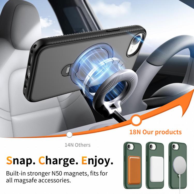 Capa de telemóvel magnética com suporte giratório 360 e airbag anti-impactos, para iPhone 16e / 17e, para iPhone 17 Pro Max, para iPhone 17 Pro, para iPhone 17, para iPhone Air, para iPhone 16 Pro Max, para iPhone 16