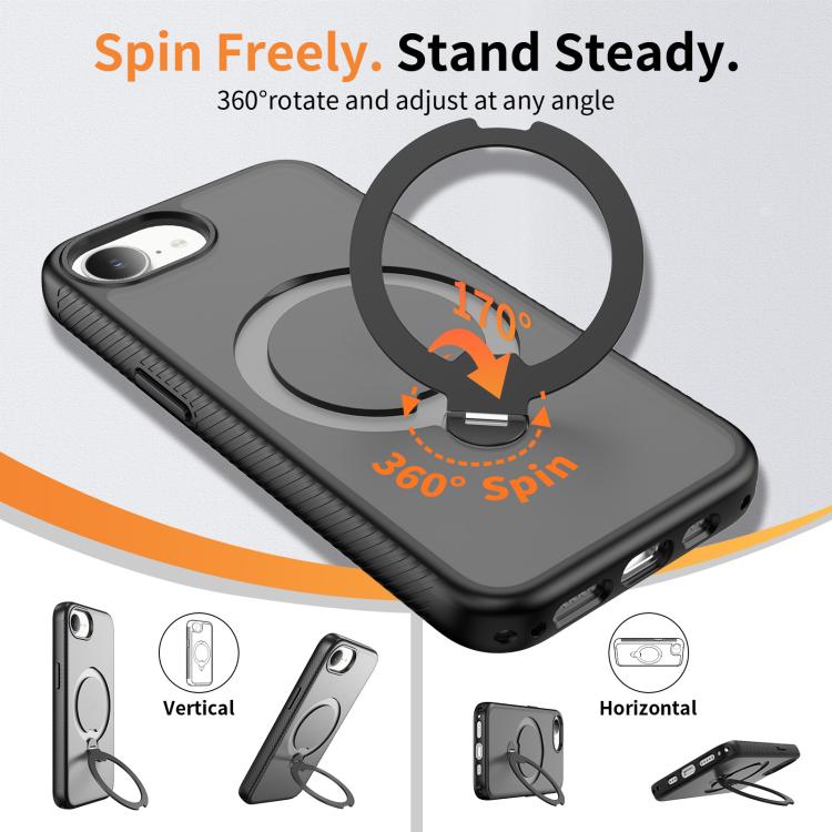 Capa de telemóvel magnética com suporte giratório 360 e airbag anti-impactos, para iPhone 16e / 17e, para iPhone 17 Pro Max, para iPhone 17 Pro, para iPhone 17, para iPhone Air, para iPhone 16 Pro Max, para iPhone 16