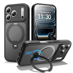 Capa de telemóvel magnética com suporte giratório 360 e airbag anti-impactos, para iPhone 16e / 17e, para iPhone 17 Pro Max, para iPhone 17 Pro, para iPhone 17, para iPhone Air, para iPhone 16 Pro Max, para iPhone 16