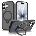 Capa de telemóvel magnética com suporte giratório 360 e airbag anti-impactos, para iPhone 16e / 17e, para iPhone 17 Pro Max, para iPhone 17 Pro, para iPhone 17, para iPhone Air, para iPhone 16 Pro Max, para iPhone 16