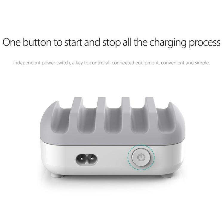 ORICO DUK-5P Estação de Carregamento Inteligente com 5 Portas USB de 40W com Suporte, Ficha US, Ficha UK, Ficha AU