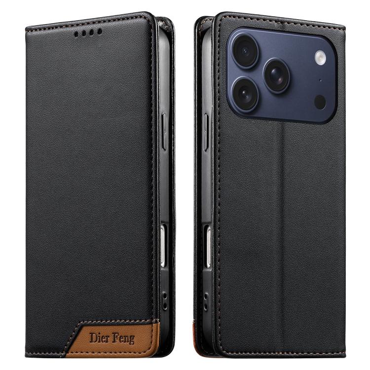 Capa de telemóvel em pele vegana com forte íman e RFID Dierfeng, para iPhone 17e / 16e, para iPhone 17 Pro Max, para iPhone 17 Pro, para iPhone 17, para iPhone Air, para iPhone 16 Pro Max, para iPhone 16 Pro, para iPhone 16 Plus