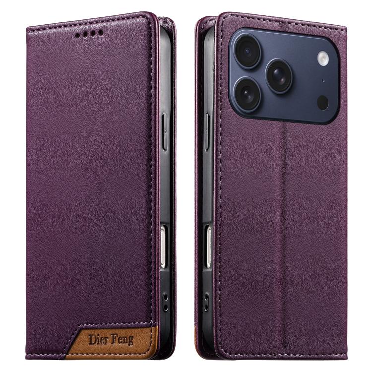 Capa de telemóvel em pele vegana com forte íman e RFID Dierfeng, para iPhone 17e / 16e, para iPhone 17 Pro Max, para iPhone 17 Pro, para iPhone 17, para iPhone Air, para iPhone 16 Pro Max, para iPhone 16 Pro, para iPhone 16 Plus