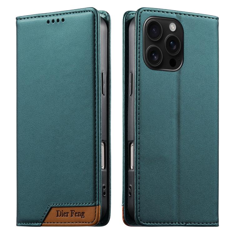 Capa de telemóvel em pele vegana com forte íman e RFID Dierfeng, para iPhone 17e / 16e, para iPhone 17 Pro Max, para iPhone 17 Pro, para iPhone 17, para iPhone Air, para iPhone 16 Pro Max, para iPhone 16 Pro, para iPhone 16 Plus