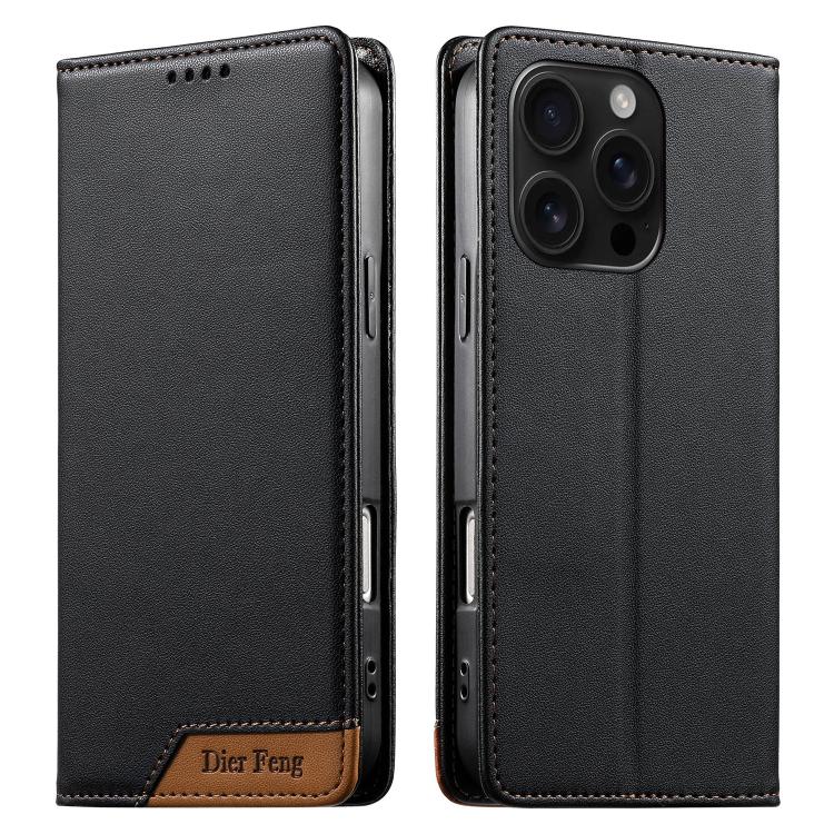 Capa de telemóvel em pele vegana com forte íman e RFID Dierfeng, para iPhone 17e / 16e, para iPhone 17 Pro Max, para iPhone 17 Pro, para iPhone 17, para iPhone Air, para iPhone 16 Pro Max, para iPhone 16 Pro, para iPhone 16 Plus
