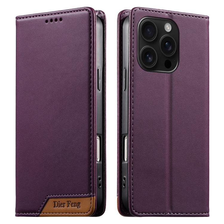 Capa de telemóvel em pele vegana com forte íman e RFID Dierfeng, para iPhone 17e / 16e, para iPhone 17 Pro Max, para iPhone 17 Pro, para iPhone 17, para iPhone Air, para iPhone 16 Pro Max, para iPhone 16 Pro, para iPhone 16 Plus