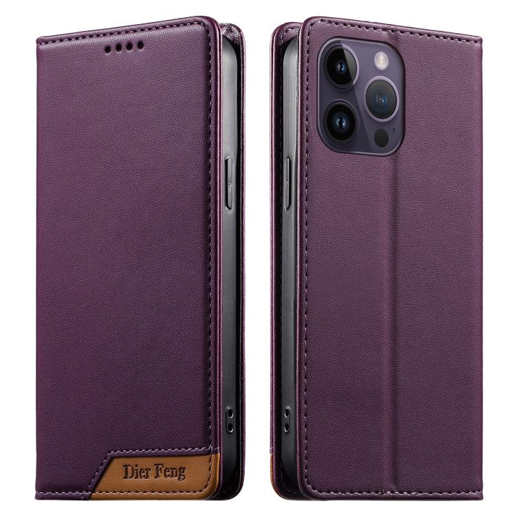 Dierfeng Splicing Strong Magnetic RFID Vegan Leather Phone Case, For iPhone 14 Pro Max, For iPhone SE 2022 / SE 2020 / 8 / 7, For iPhone 13 Pro Max, For iPhone 13 Pro, For iPhone 13 mini, For iPhone 12 / 12 Pro, For iPhone 12 Pro Max, For iPhone 12 mini