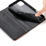 Dierfeng Capa para Telemóvel em Pele Vegana com RFID, Forte Íman e Costura, Para iPhone 11 Pro Max, Para iPhone 11, Para iPhone 11 Pro, Para iPhone X / XS, Para iPhone XR, Para iPhone XS Max, Para iPhone 8 Plus / 7 Plus
