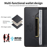 Dierfeng Capa para Telemóvel em Pele Vegana com RFID, Forte Íman e Costura, Para iPhone 11 Pro Max, Para iPhone 11, Para iPhone 11 Pro, Para iPhone X / XS, Para iPhone XR, Para iPhone XS Max, Para iPhone 8 Plus / 7 Plus