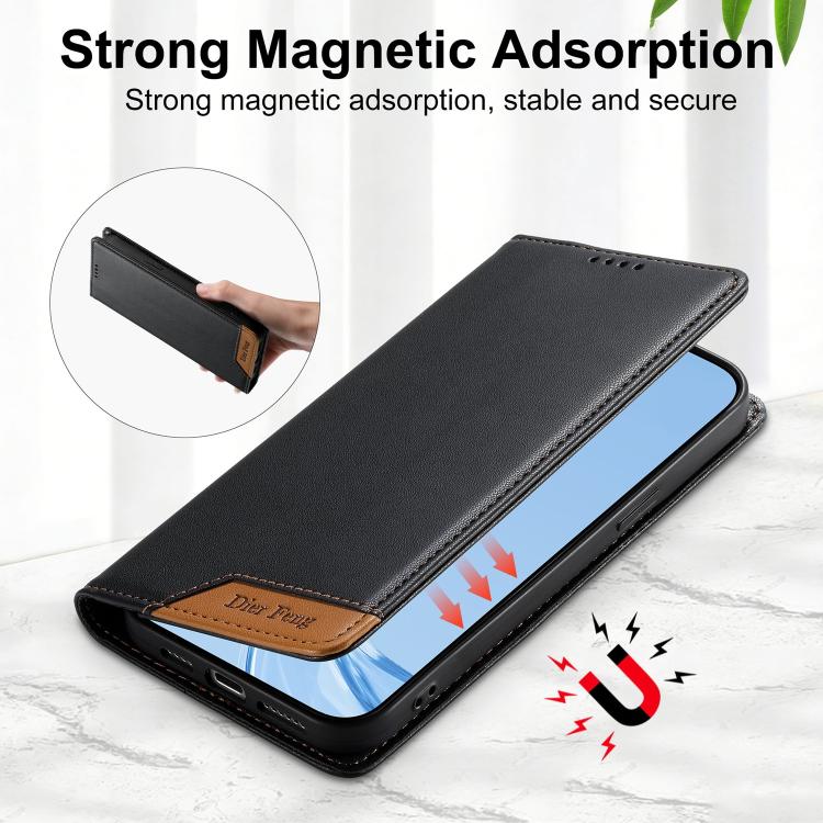 Dierfeng Capa para Telemóvel em Pele Vegana com RFID, Forte Íman e Costura, Para iPhone 11 Pro Max, Para iPhone 11, Para iPhone 11 Pro, Para iPhone X / XS, Para iPhone XR, Para iPhone XS Max, Para iPhone 8 Plus / 7 Plus
