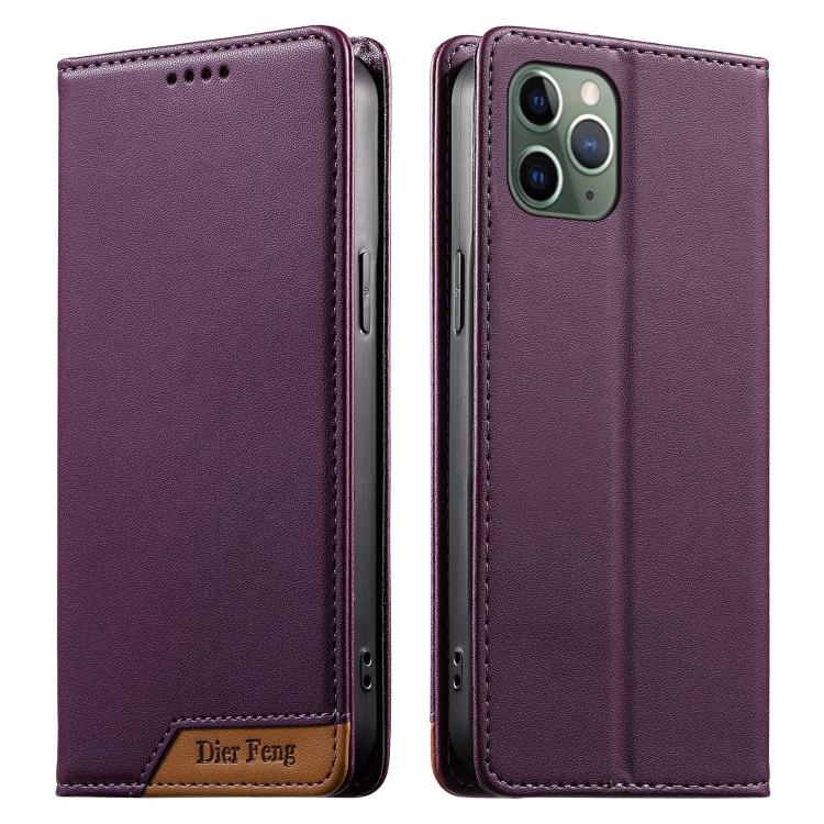 Dierfeng Capa para Telemóvel em Pele Vegana com RFID, Forte Íman e Costura, Para iPhone 11 Pro Max, Para iPhone 11, Para iPhone 11 Pro, Para iPhone X / XS, Para iPhone XR, Para iPhone XS Max, Para iPhone 8 Plus / 7 Plus