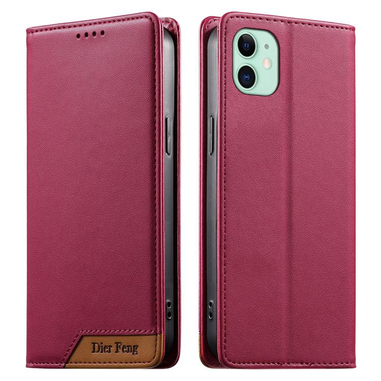 Dierfeng Capa para Telemóvel em Pele Vegana com RFID, Forte Íman e Costura, Para iPhone 11 Pro Max, Para iPhone 11, Para iPhone 11 Pro, Para iPhone X / XS, Para iPhone XR, Para iPhone XS Max, Para iPhone 8 Plus / 7 Plus