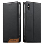 Dierfeng Capa para Telemóvel em Pele Vegana com RFID, Forte Íman e Costura, Para iPhone 11 Pro Max, Para iPhone 11, Para iPhone 11 Pro, Para iPhone X / XS, Para iPhone XR, Para iPhone XS Max, Para iPhone 8 Plus / 7 Plus