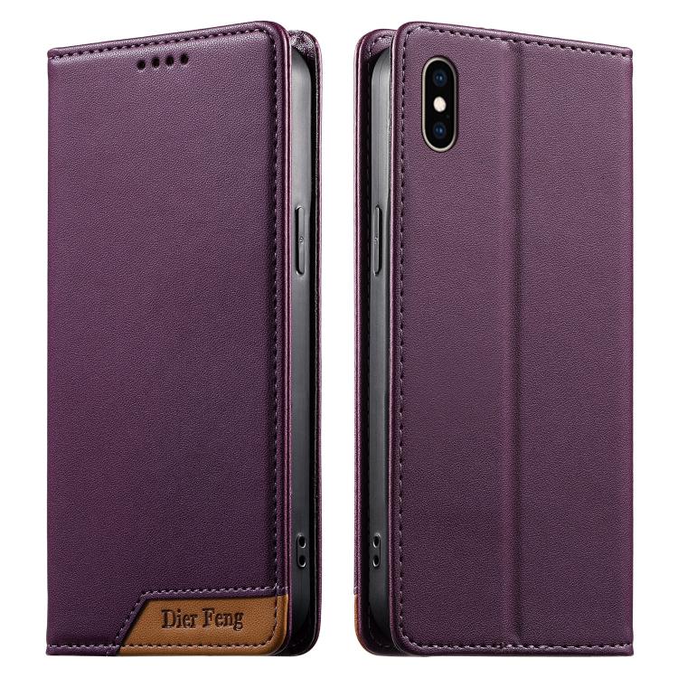 Dierfeng Capa para Telemóvel em Pele Vegana com RFID, Forte Íman e Costura, Para iPhone 11 Pro Max, Para iPhone 11, Para iPhone 11 Pro, Para iPhone X / XS, Para iPhone XR, Para iPhone XS Max, Para iPhone 8 Plus / 7 Plus