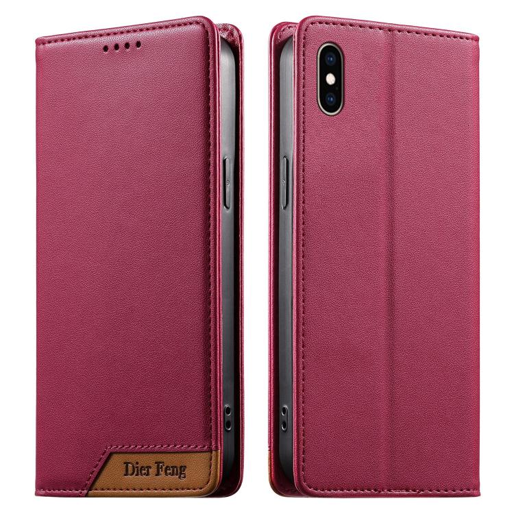 Dierfeng Capa para Telemóvel em Pele Vegana com RFID, Forte Íman e Costura, Para iPhone 11 Pro Max, Para iPhone 11, Para iPhone 11 Pro, Para iPhone X / XS, Para iPhone XR, Para iPhone XS Max, Para iPhone 8 Plus / 7 Plus