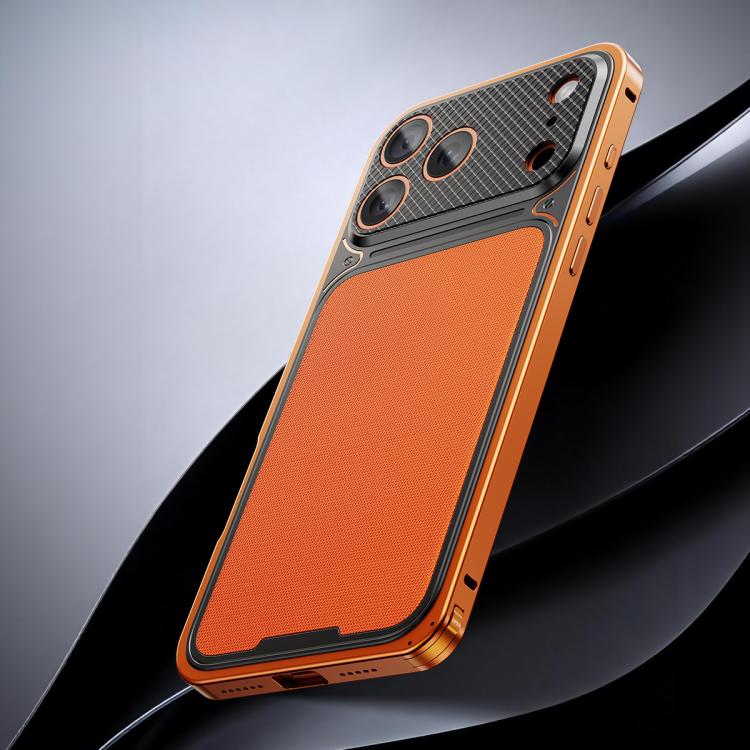 Capa de telemóvel metálica magnética com textura de pele de luxo e fecho de mola, para iPhone 17 Pro Max, para iPhone 17 Pro