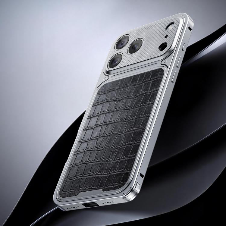 Capa de telemóvel metálica magnética com textura de pele de luxo e fecho de mola, para iPhone 17 Pro Max, para iPhone 17 Pro