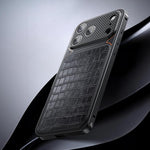 Capa de telemóvel metálica magnética com textura de pele de luxo e fecho de mola, para iPhone 17 Pro Max, para iPhone 17 Pro