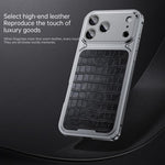 Capa de telemóvel metálica magnética com textura de pele de luxo e fecho de mola, para iPhone 17 Pro Max, para iPhone 17 Pro
