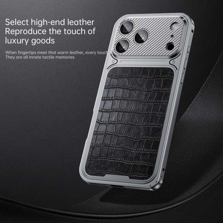 Capa de telemóvel metálica magnética com textura de pele de luxo e fecho de mola, para iPhone 17 Pro Max, para iPhone 17 Pro