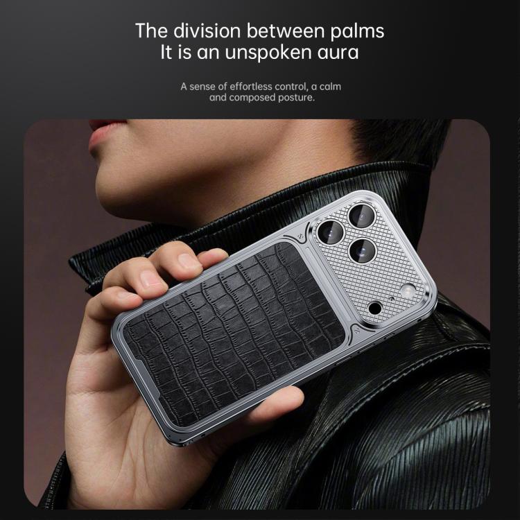 Capa de telemóvel metálica magnética com textura de pele de luxo e fecho de mola, para iPhone 17 Pro Max, para iPhone 17 Pro