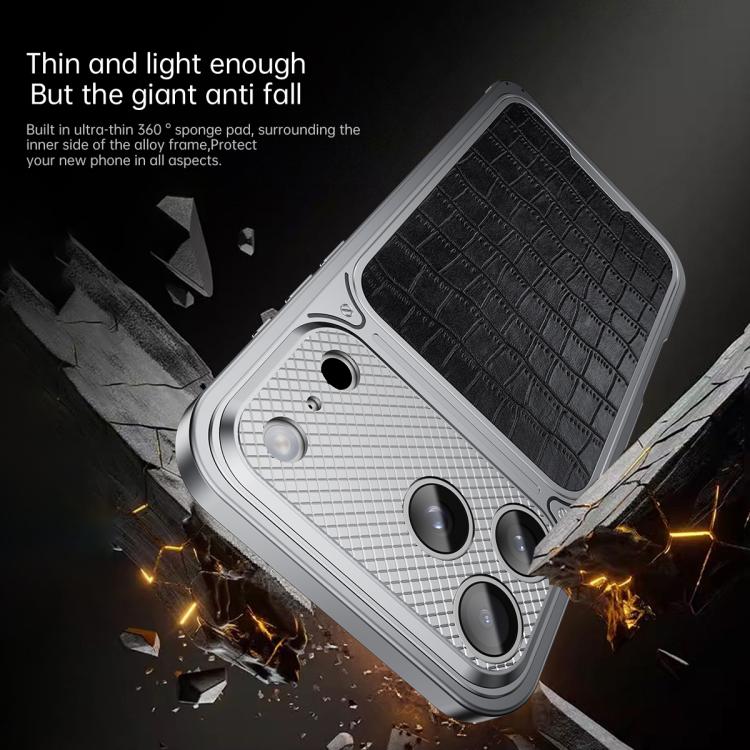 Capa de telemóvel metálica magnética com textura de pele de luxo e fecho de mola, para iPhone 17 Pro Max, para iPhone 17 Pro