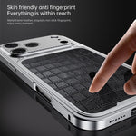 Capa de telemóvel metálica magnética com textura de pele de luxo e fecho de mola, para iPhone 17 Pro Max, para iPhone 17 Pro