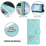 Capa de telemóvel em pele vegana dupla camada com padrão floral em forma de coração e alça de pulso ZS01, para iPhone 16 Pro, para iPhone 16 Plus, para iPhone 16, para iPhone 15 Pro Max, para iPhone 15 Pro, para iPhone 15 Plus