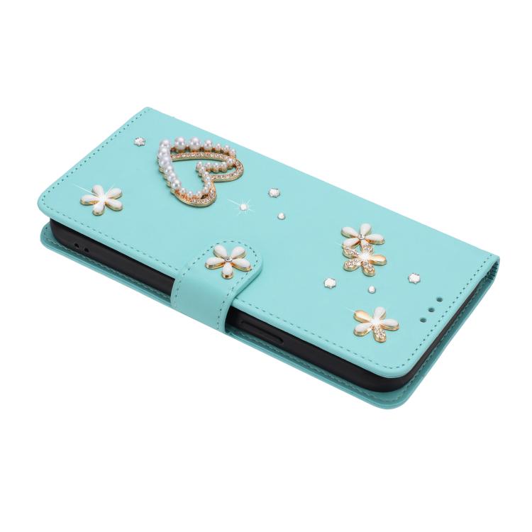 Capa de Telefone em Pele Vegana Floral com Coração de Dupla Camada ZS01 com Alça de Pulso, Para iPhone 15, Para iPhone 14 Plus, Para iPhone 14 / 13, Para iPhone 14 Pro, Para iPhone 14 Pro Max, Para iPhone 13 Pro Max
